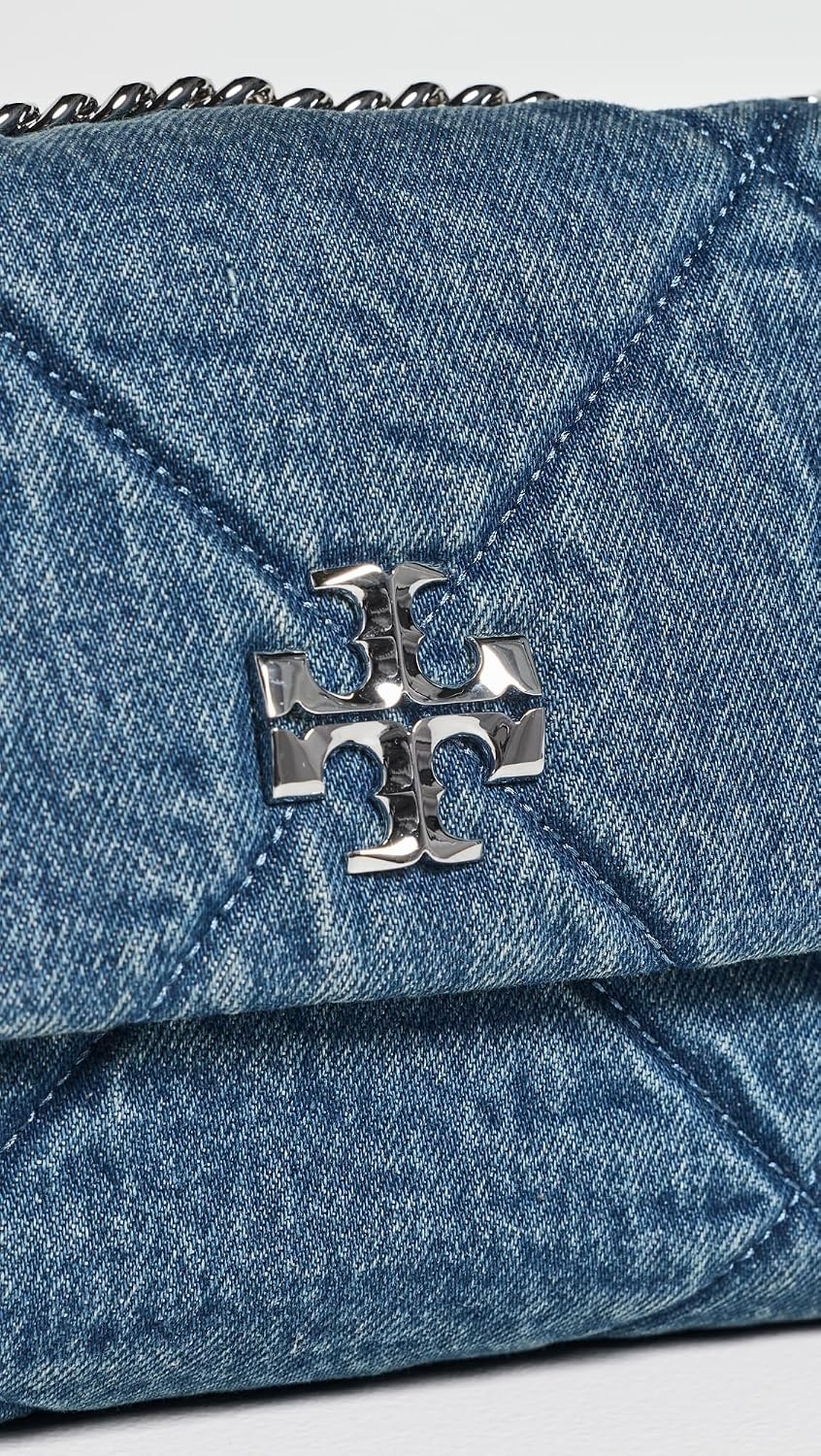 image:imageTory Burch Womens Kira Diamond Quilt Denim Small Convertible Shoulder BagBlue