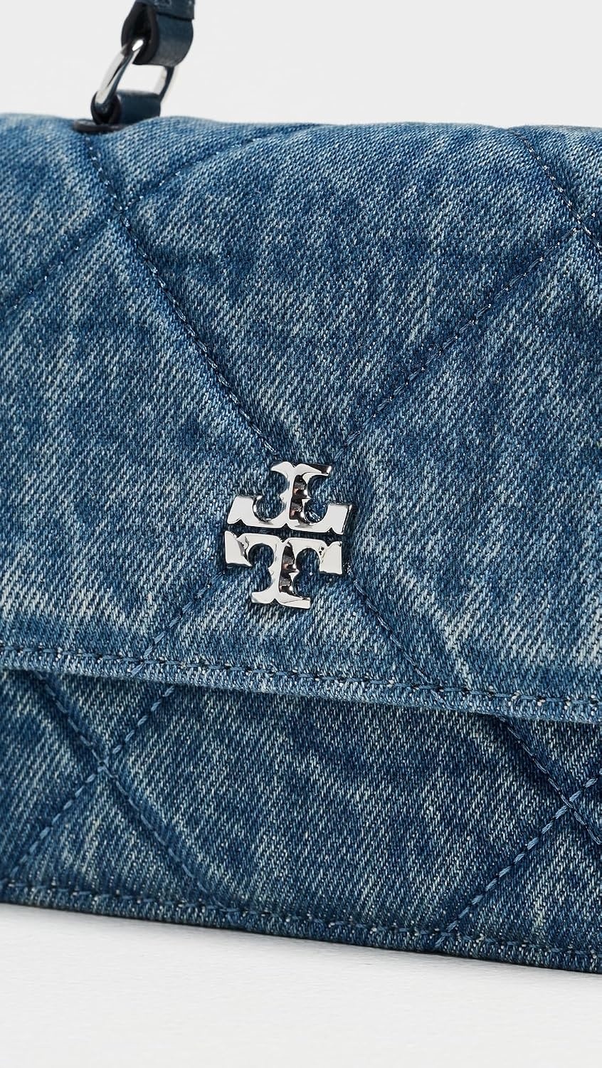 image:imageTory Burch Womens Kira Diamond Quilt Denim Wallet On A Chain Blue One SizeBlue