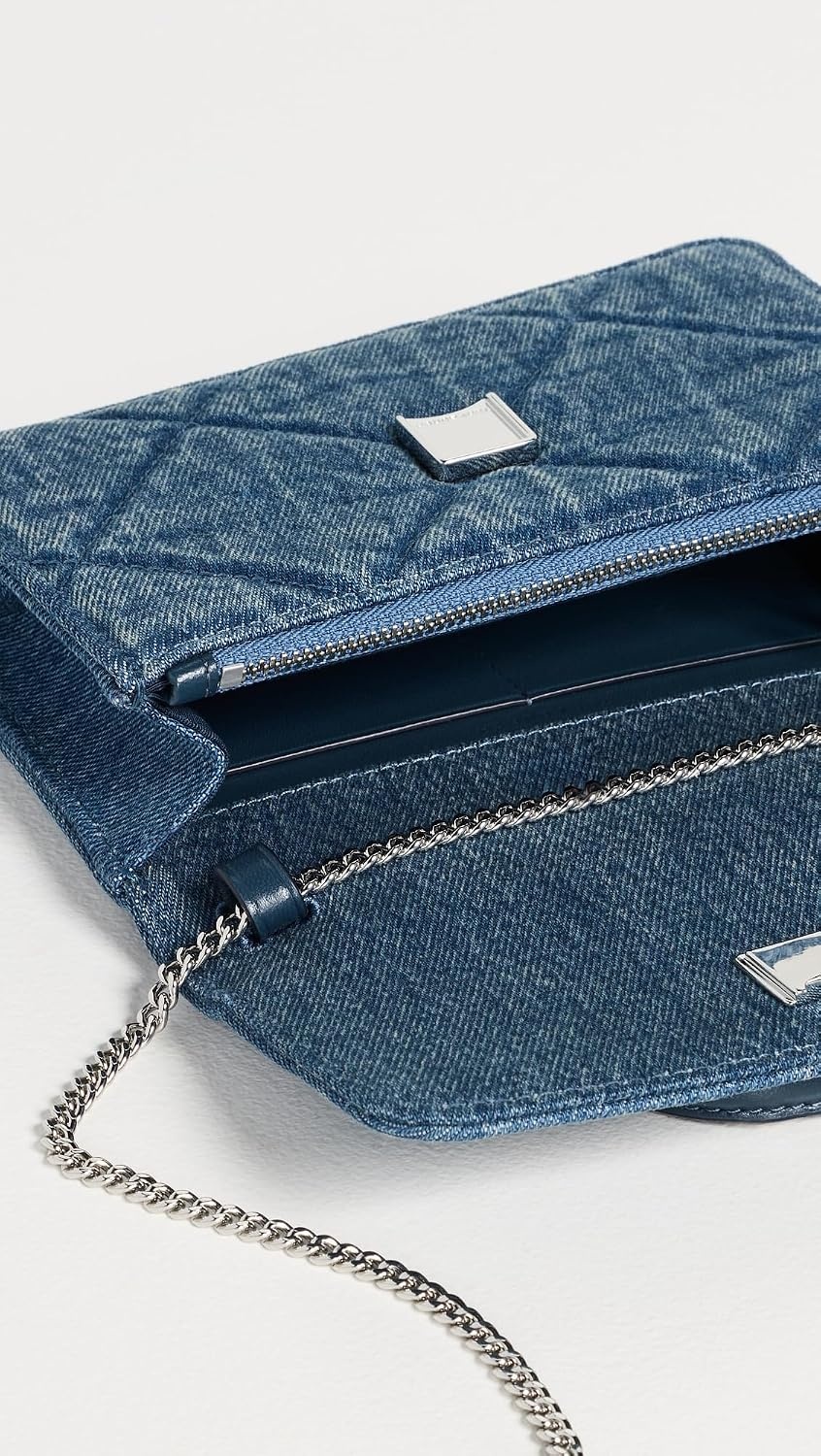 image:imageTory Burch Womens Kira Diamond Quilt Denim Wallet On A Chain Blue One SizeBlue