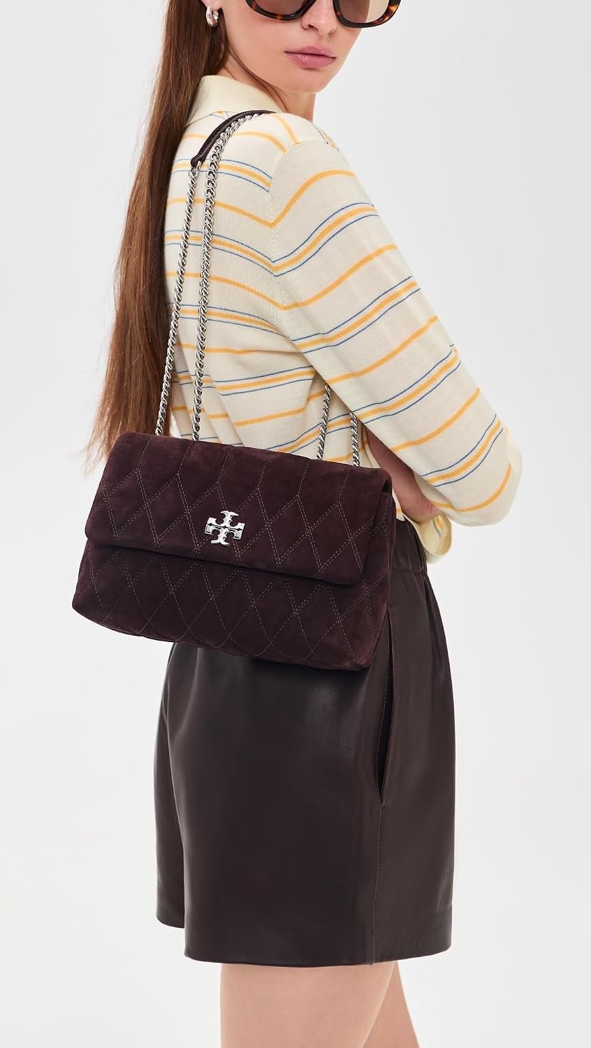 image:imageTory Burch Womens Kira Quilt Suede Shoulder BagLicorice
