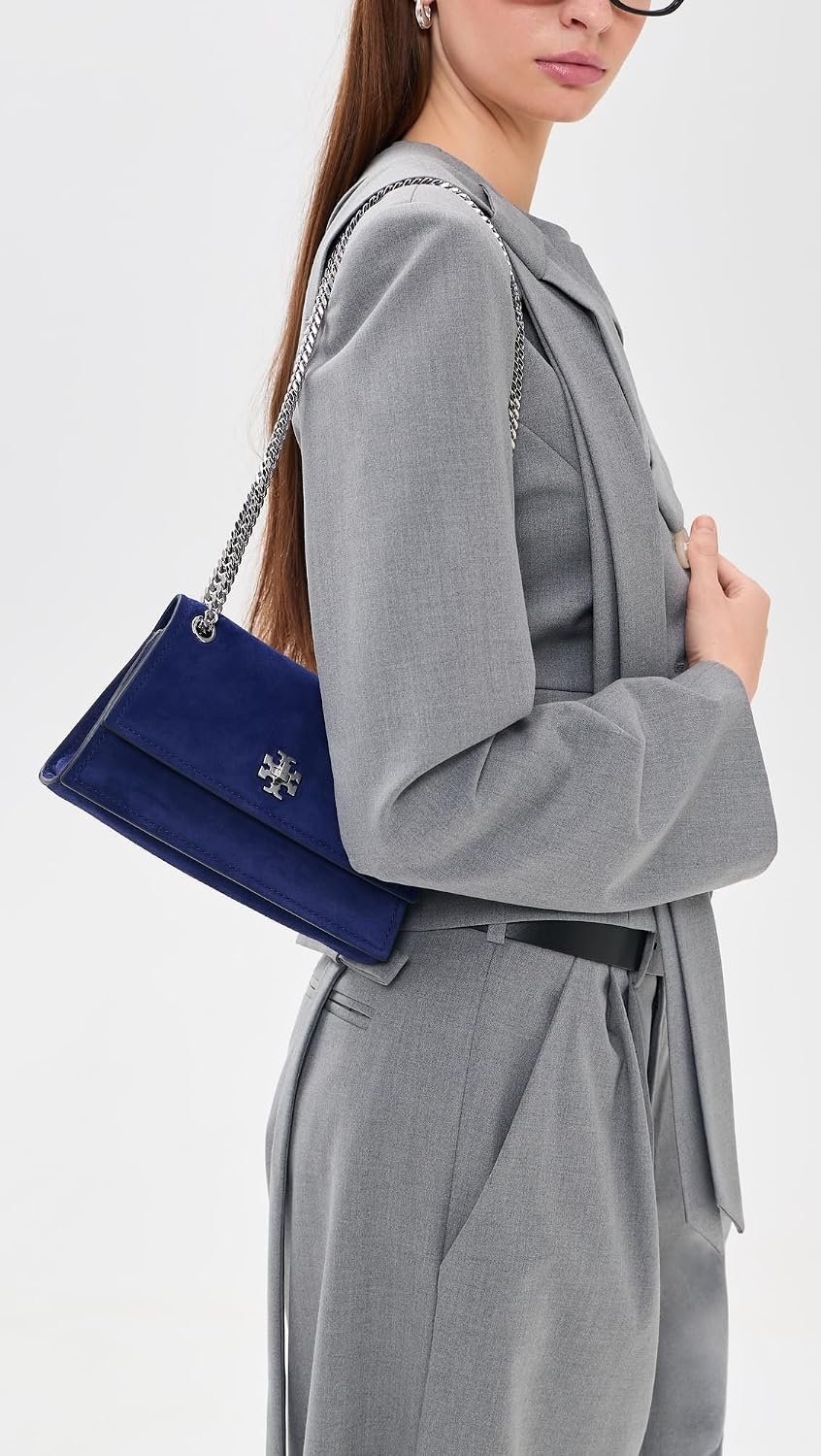 image:imageTory Burch Womens Kira Turnlock Suede Mini Shoulder BagBallpoint Blue