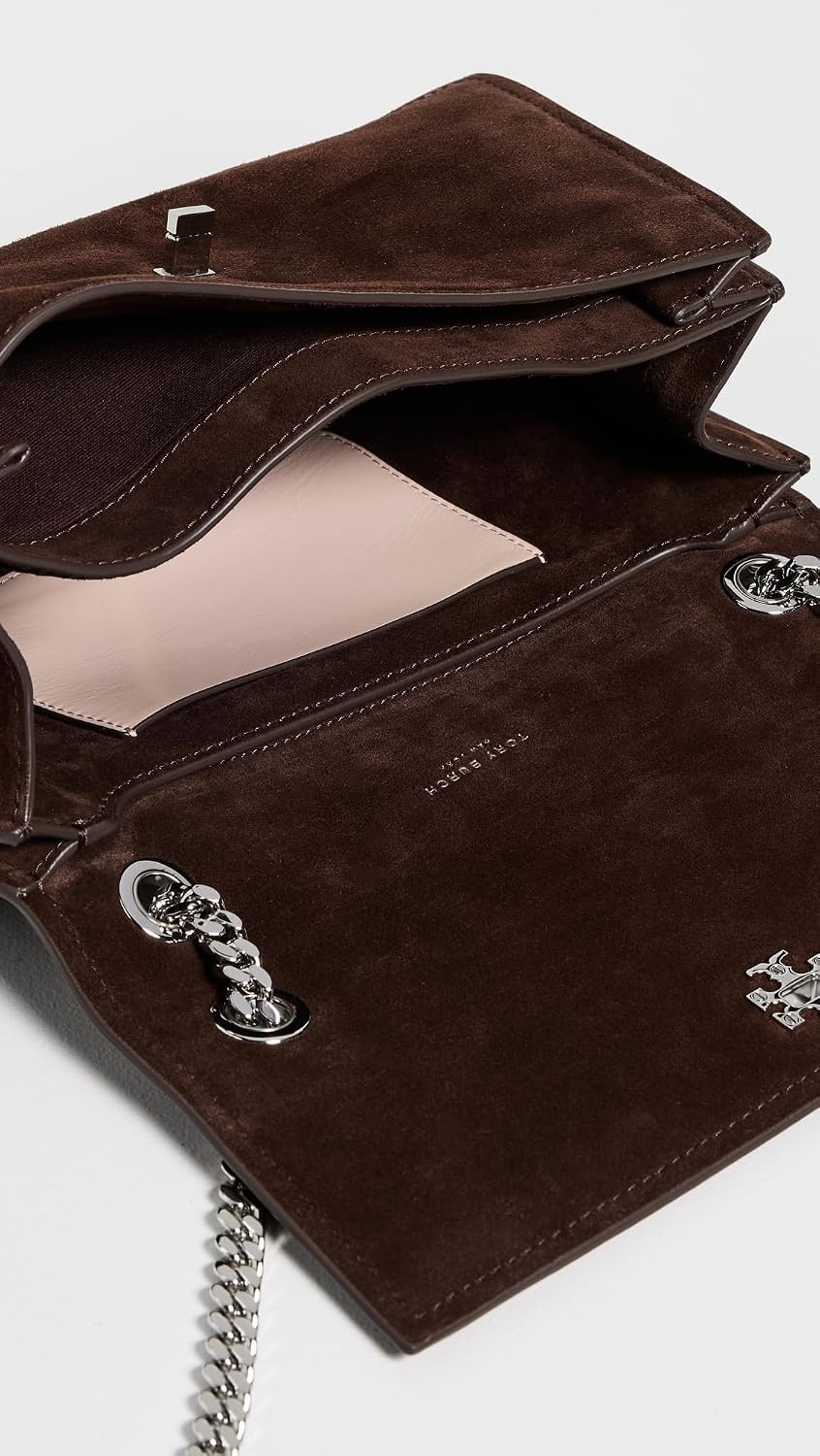 image:imageTory Burch Womens Kira Turnlock Suede Shoulder BagDark Cocoa