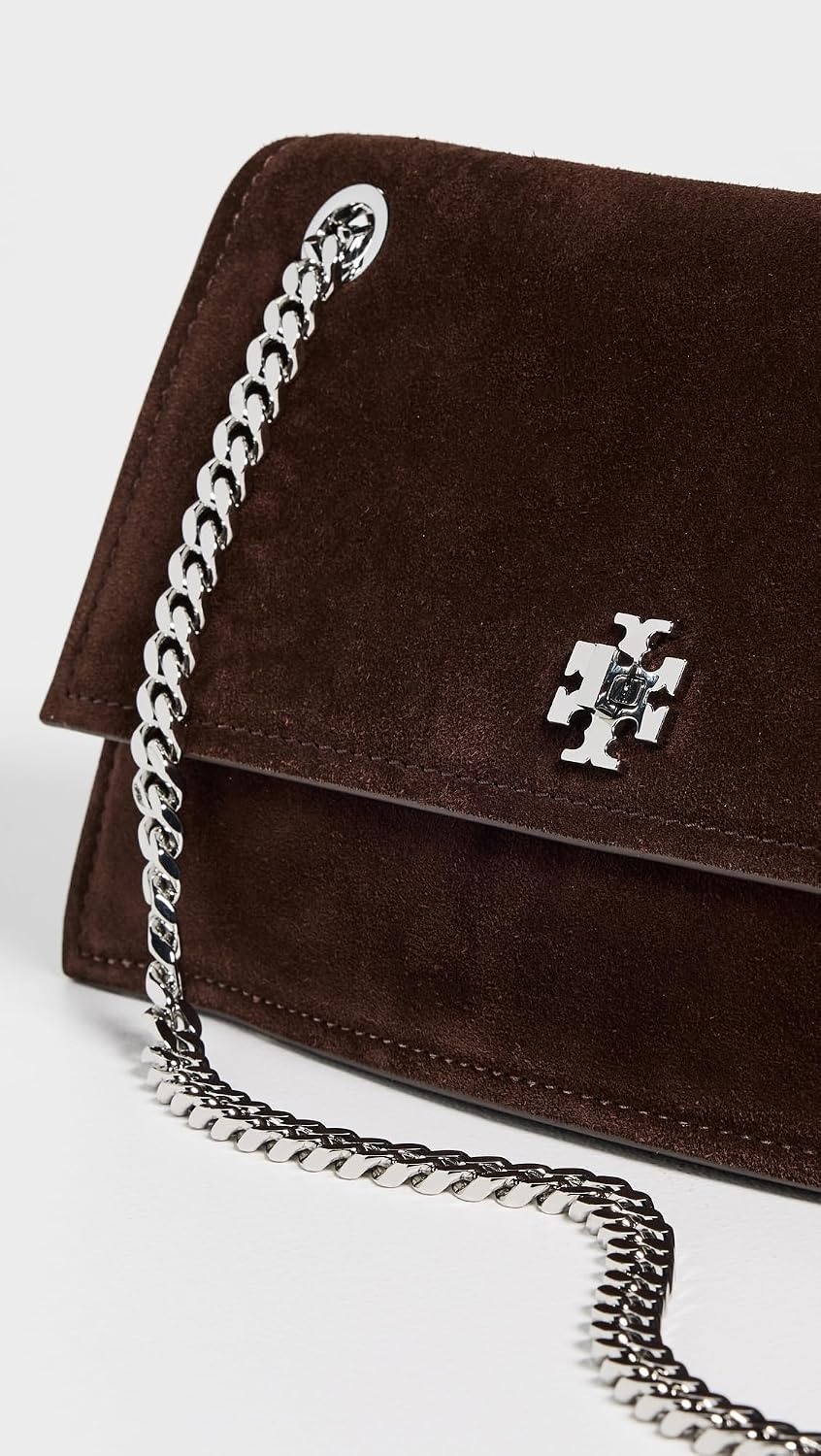 image:imageTory Burch Womens Kira Turnlock Suede Shoulder BagDark Cocoa