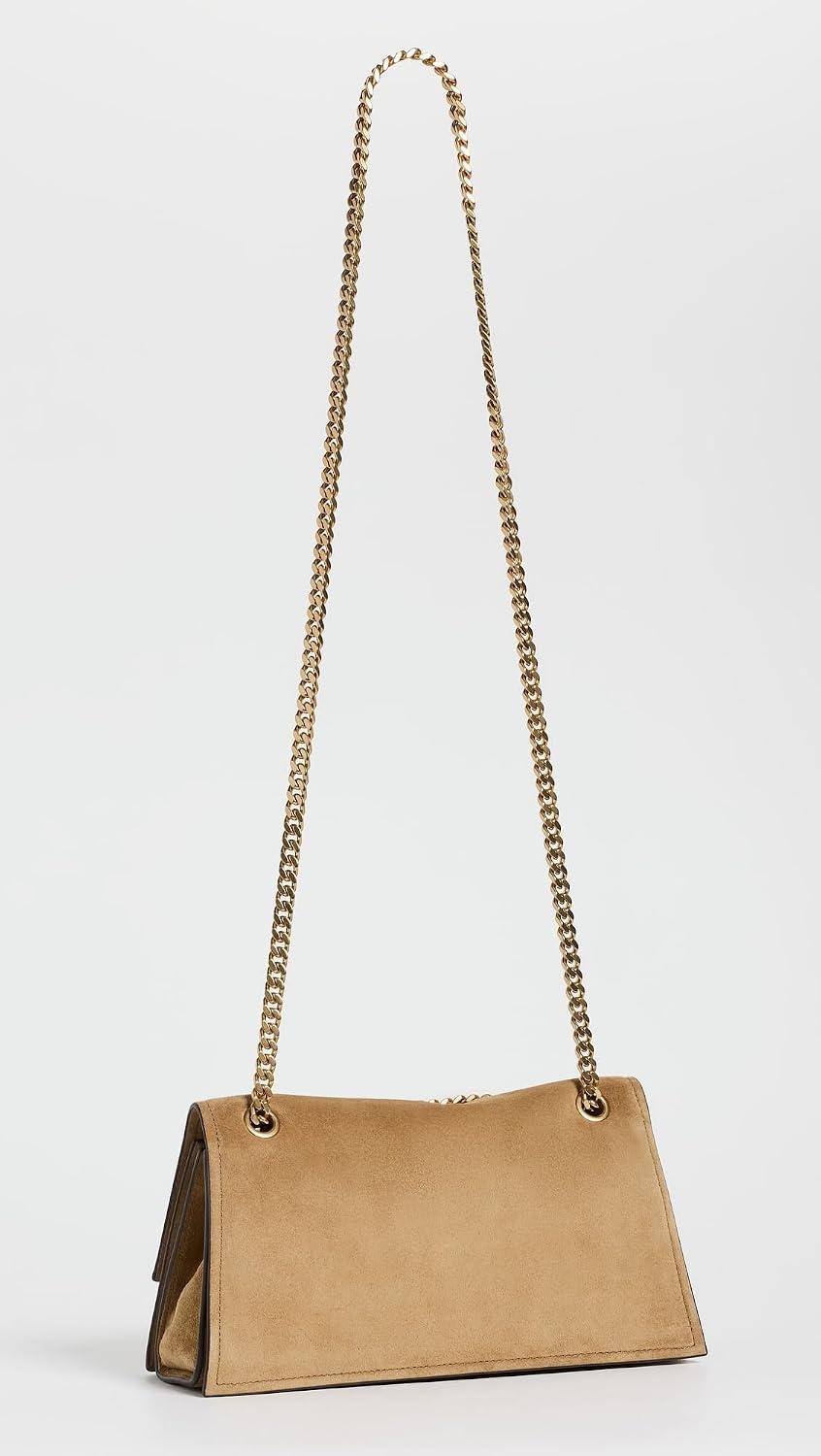 image:imageTory Burch Womens Kira Turnlock Suede Shoulder BagWild Tabacco