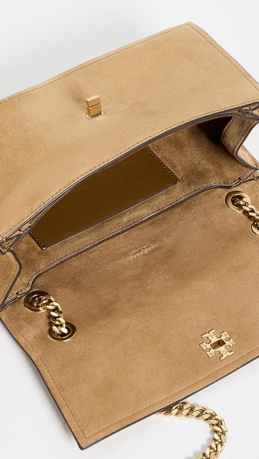 image:imageTory Burch Womens Kira Turnlock Suede Shoulder BagWild Tabacco