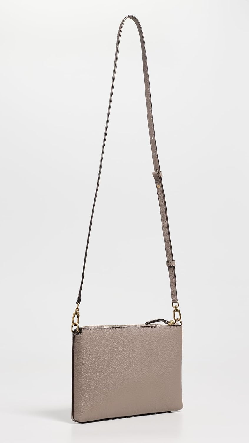 image:imageTory Burch Womens Mercer Pebbled Wallet Crossbody Gray Heron One Size