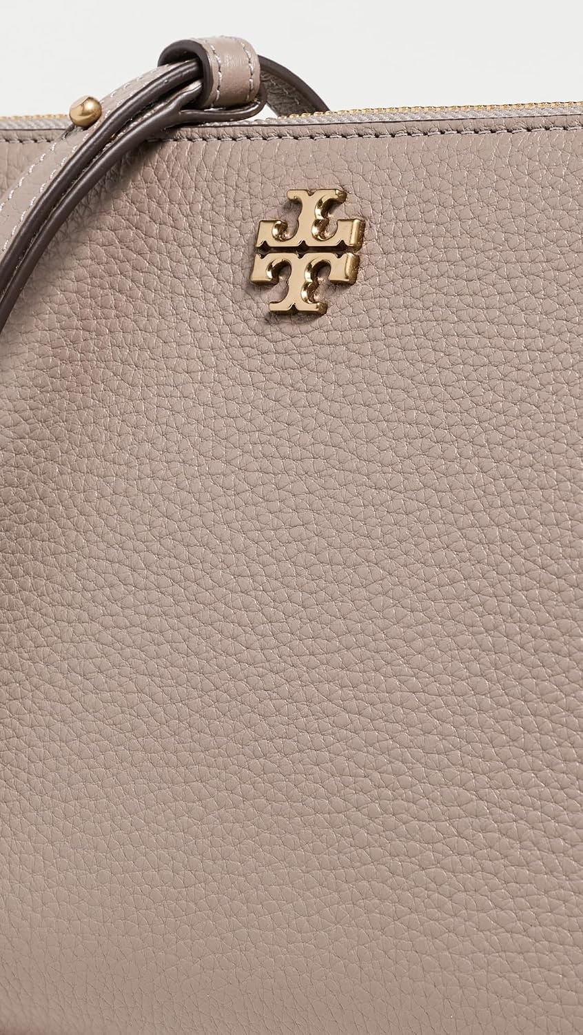 image:imageTory Burch Womens Mercer Pebbled Wallet Crossbody Gray Heron One Size