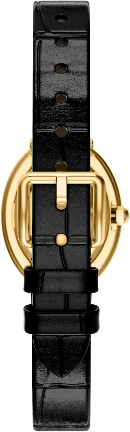image:imageTory Burch Womens Oval Stainless Steel TwoHand WatchBlackGold