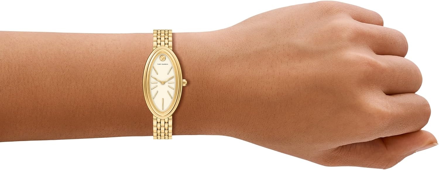 image:imageTory Burch Womens Oval Stainless Steel TwoHand WatchGold