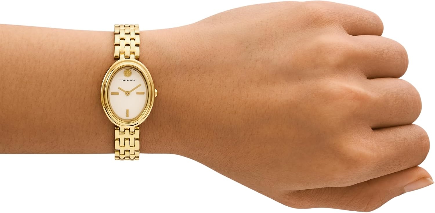 image:imageTory Burch Womens Oval Stainless Steel TwoHand WatchGold Oval