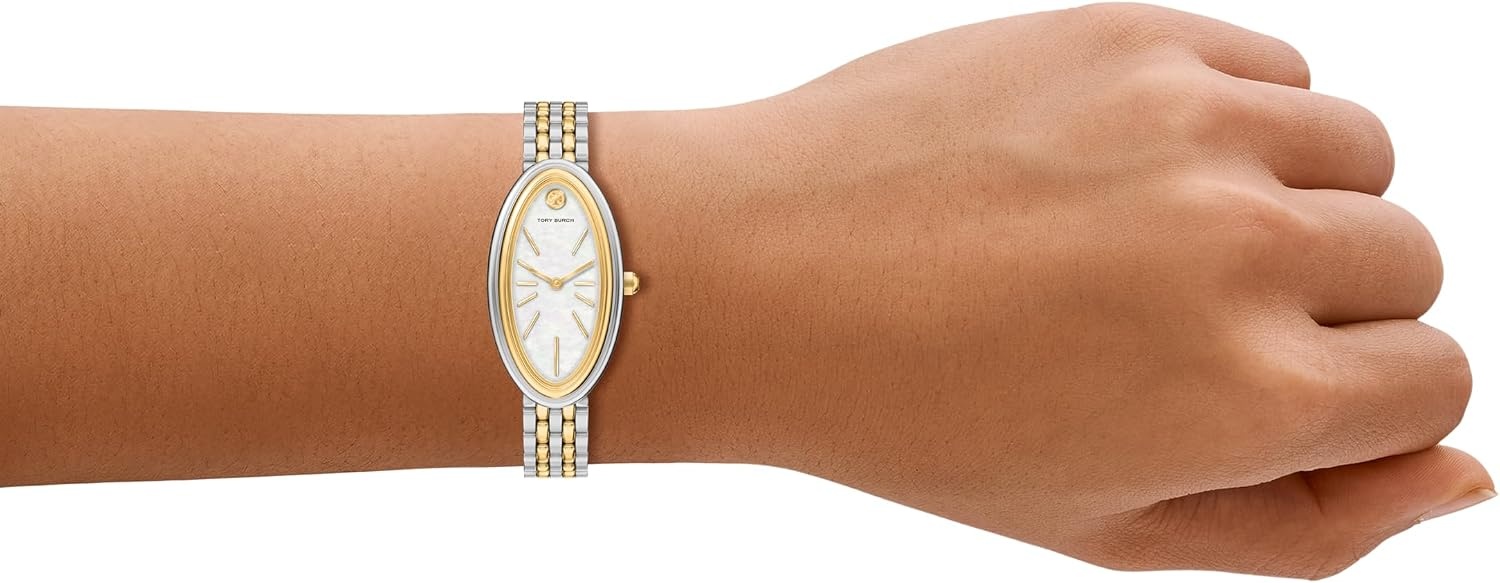 image:imageTory Burch Womens Oval Stainless Steel TwoHand WatchGoldSilver