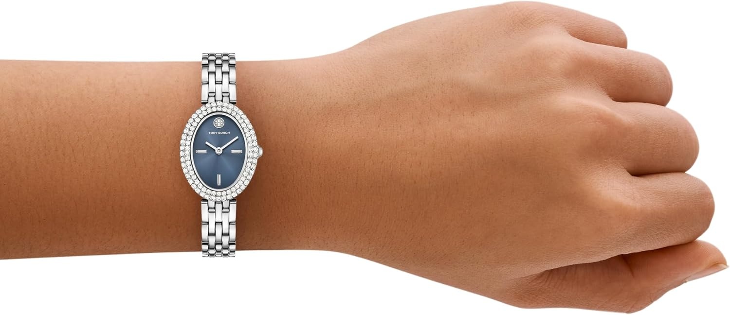 image:imageTory Burch Womens Oval Stainless Steel TwoHand WatchSilverBlue