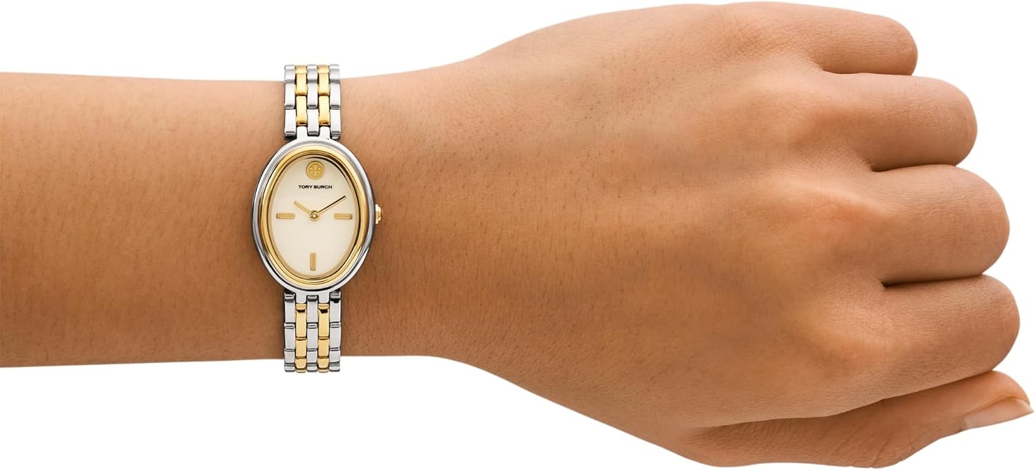 image:imageTory Burch Womens Oval Stainless Steel TwoHand WatchTwoTone Oval