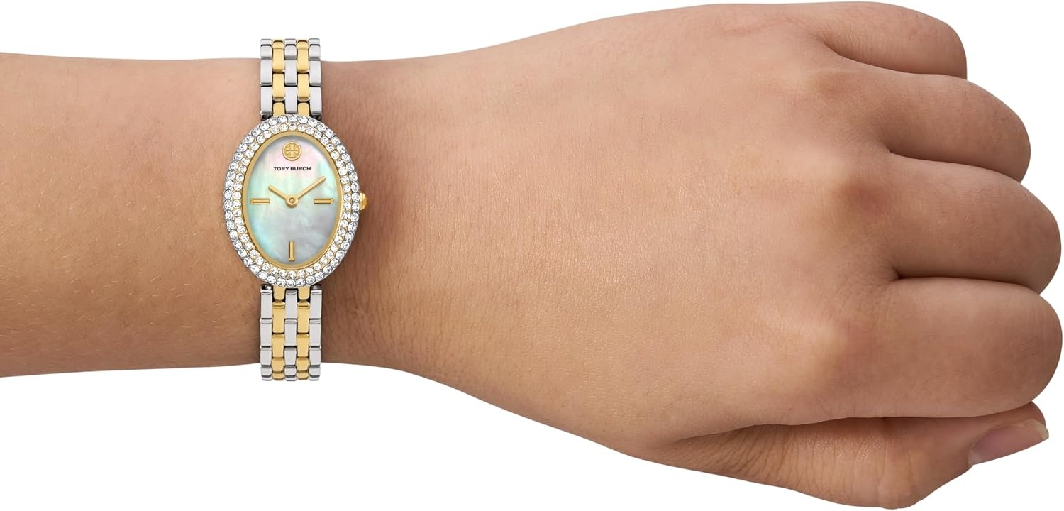 image:imageTory Burch Womens Oval Stainless Steel TwoHand WatchTwoToneMOP1