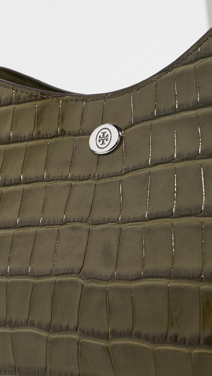 image:imageTory Burch Womens Robinson Croc Embossed Small Shoulder BagGreen Khaki