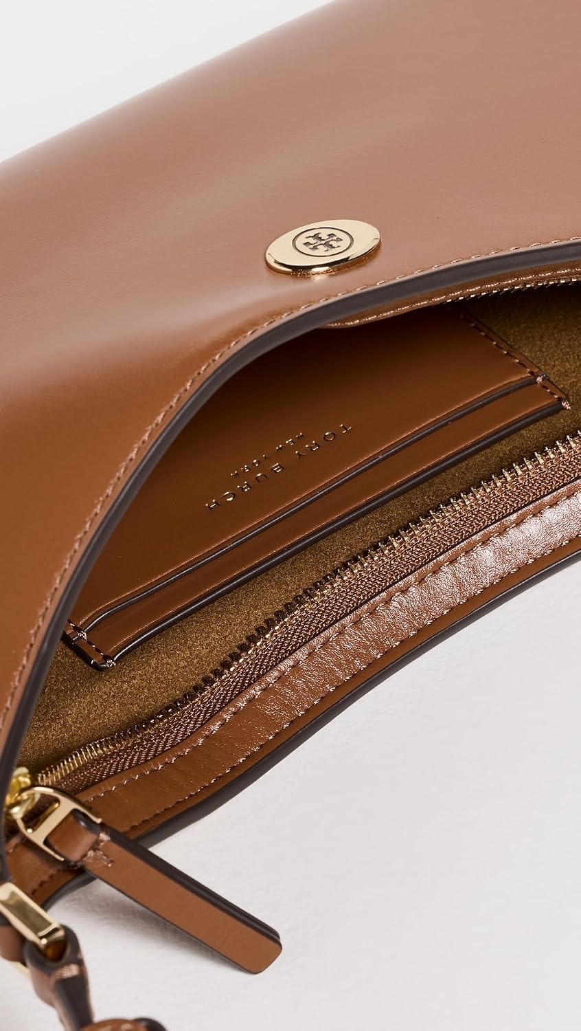 image:imageTory Burch Womens Robinson Zip Top Shoulder BagAged Tan