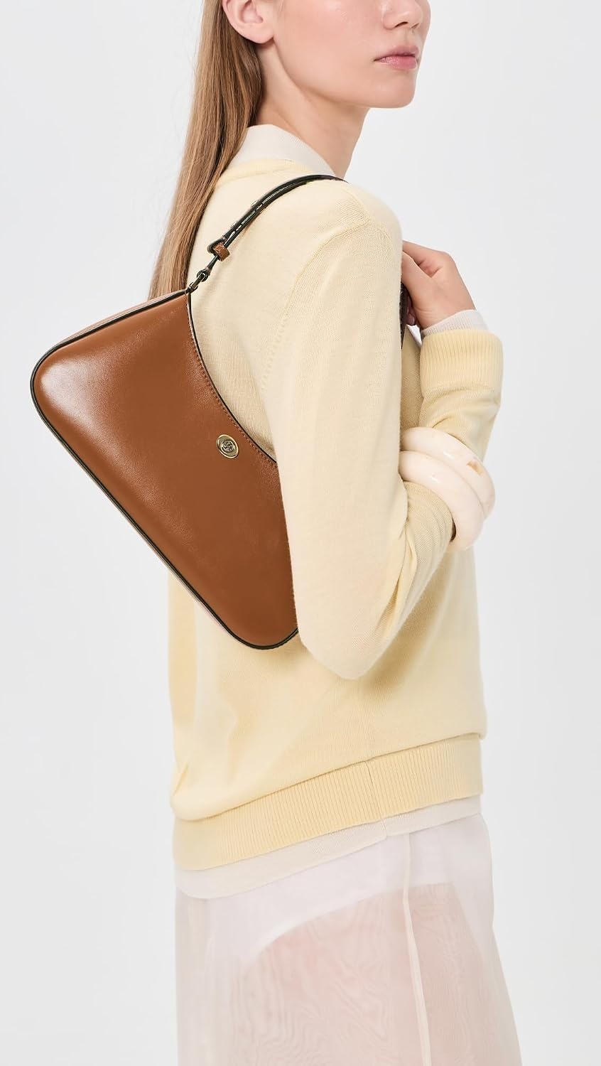 image:imageTory Burch Womens Robinson Zip Top Shoulder BagAged Tan