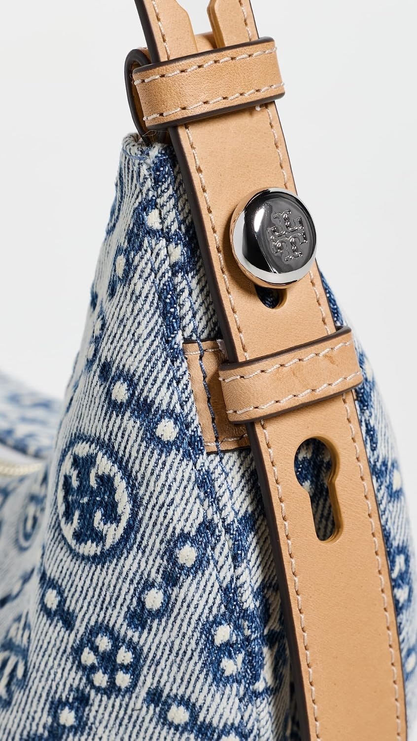 image:imageTory Burch Womens Romy Denim Half Moon BagPowder Blue