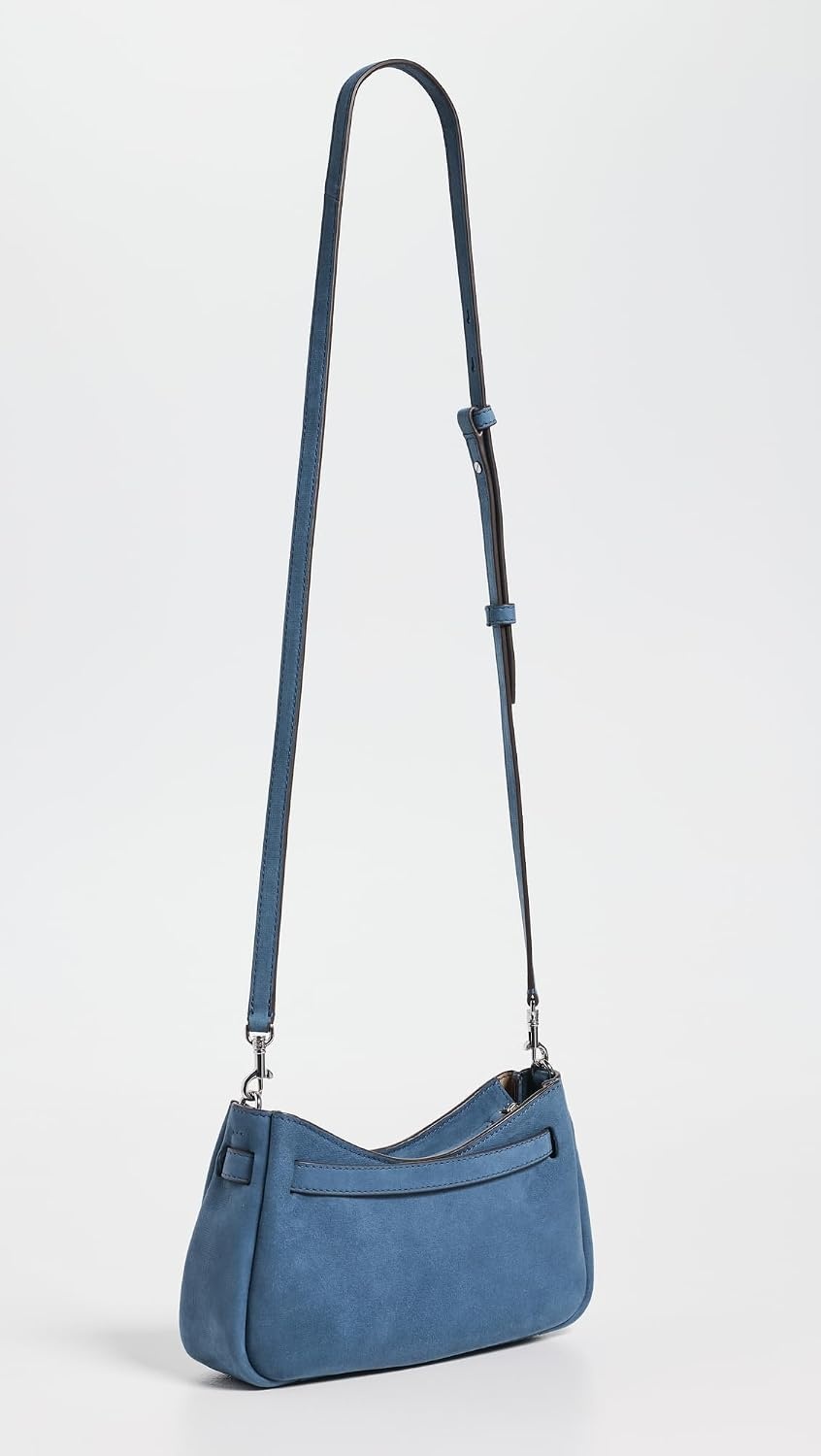 image:imageTory Burch Womens Romy Nubuck Zip Top Crossbody BagSoft Blue
