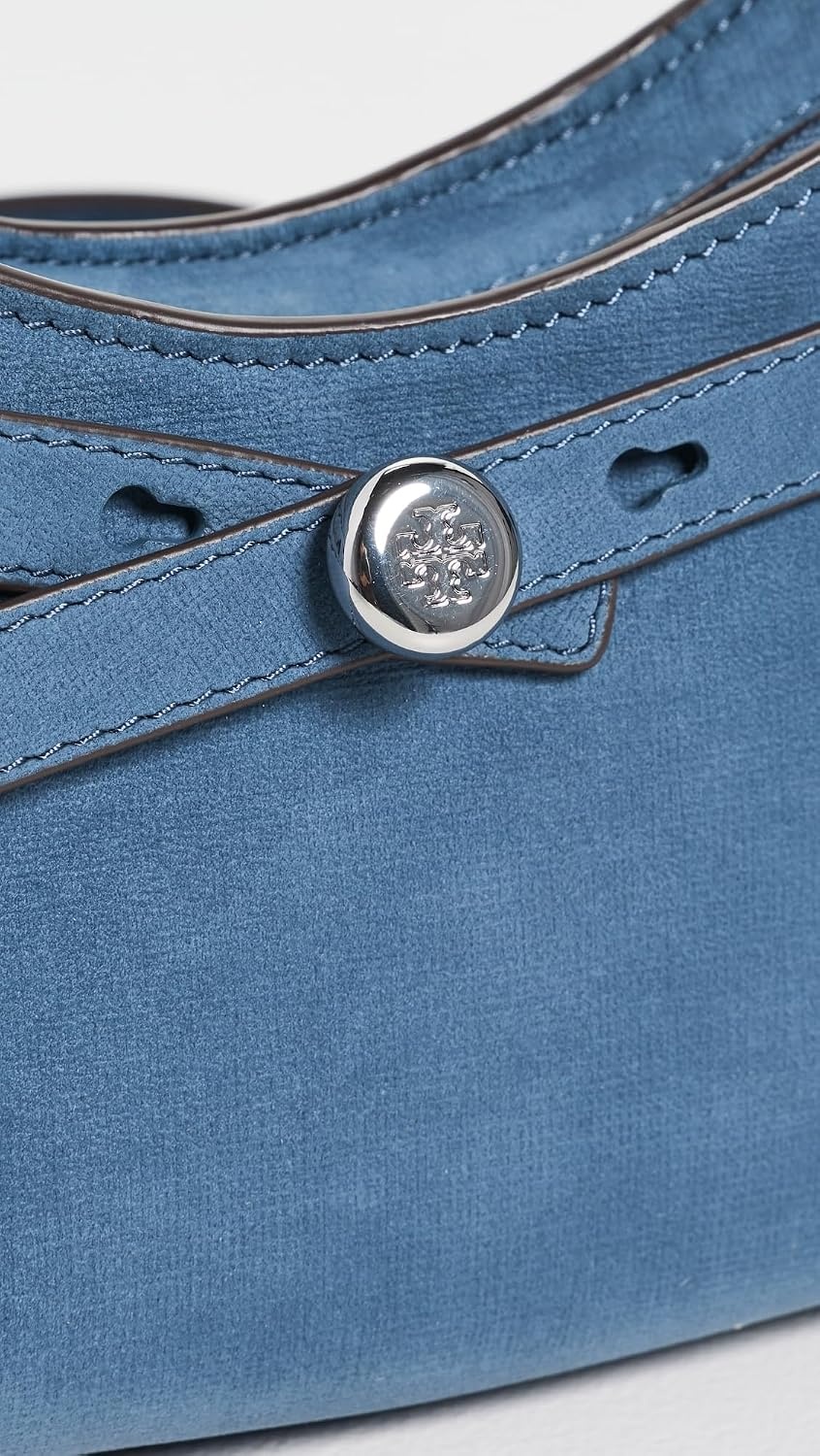 image:imageTory Burch Womens Romy Nubuck Zip Top Crossbody BagSoft Blue
