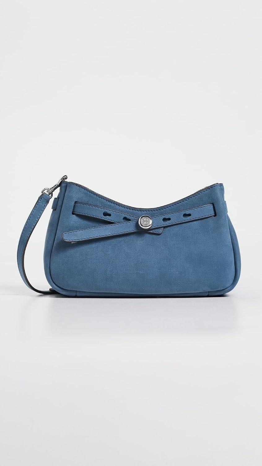 image:imageTory Burch Womens Romy Nubuck Zip Top Crossbody BagSoft Blue