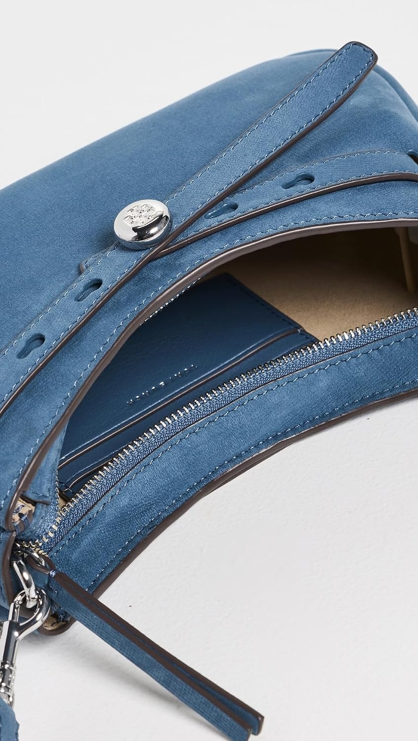 image:imageTory Burch Womens Romy Nubuck Zip Top Crossbody BagSoft Blue