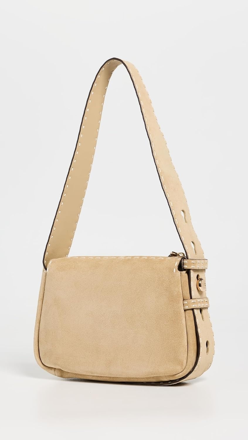 image:imageTory Burch Womens Romy Suede Pick Stitch Small Shoulder BagButter