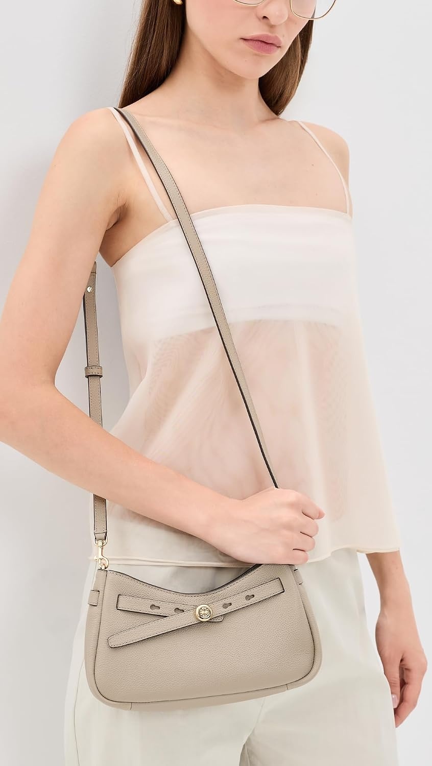 image:imageTory Burch Womens Romy Zip Top Crossbody BagSoft Cement