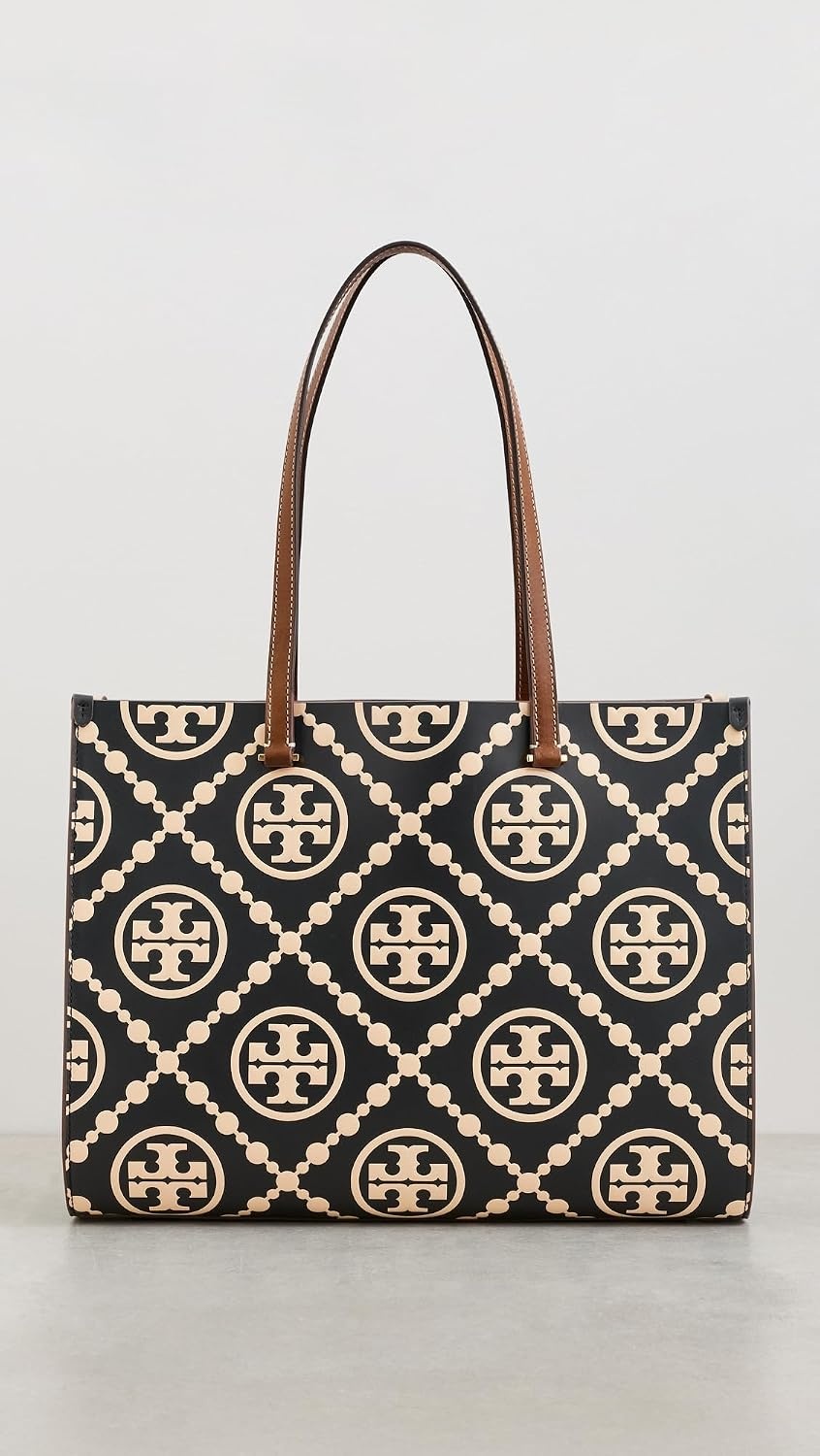 image:imageTory Burch Womens T Monogram Contrast Embossed ToteBlackWhite