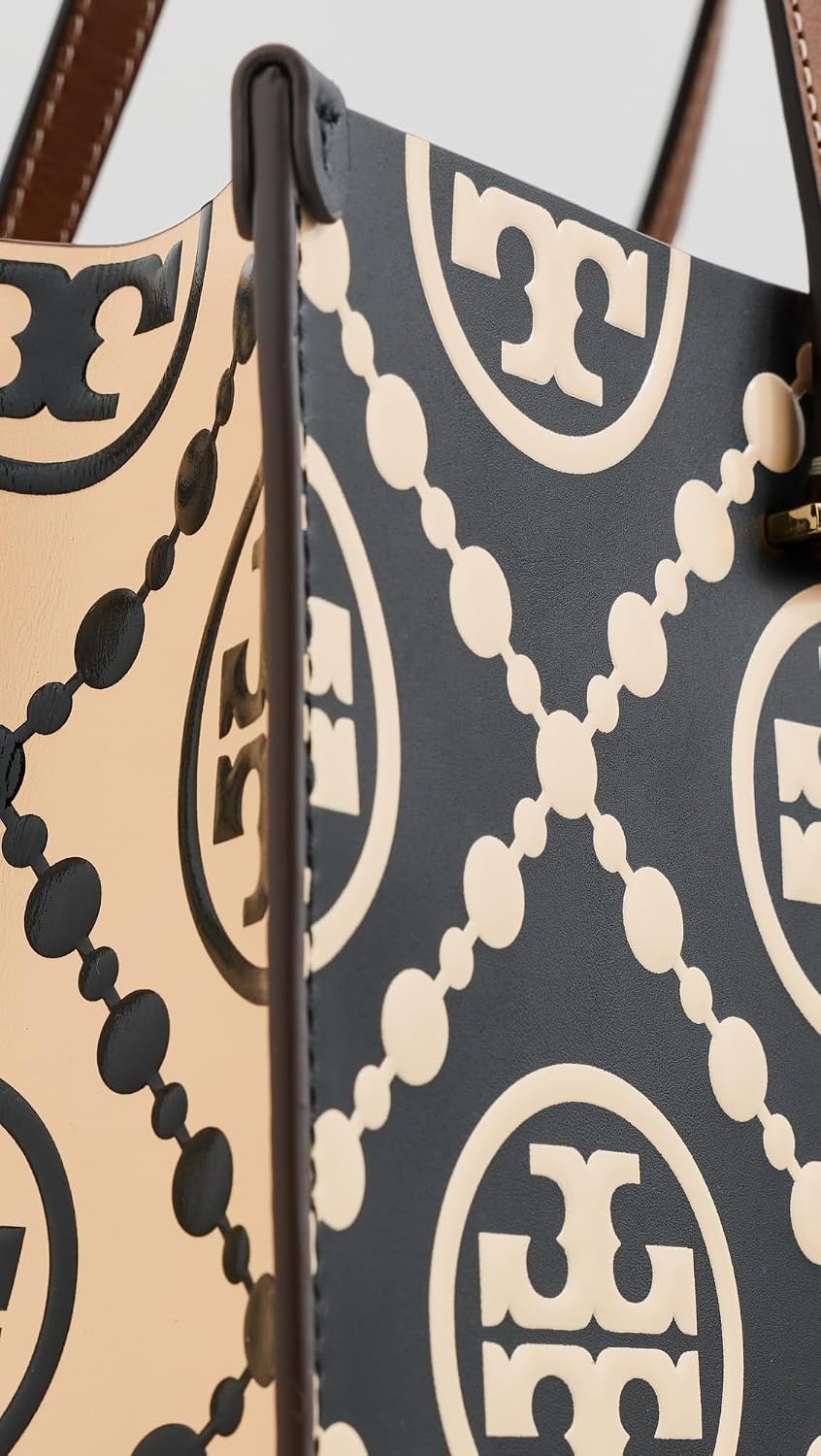 image:imageTory Burch Womens T Monogram Contrast Embossed ToteBlackWhite