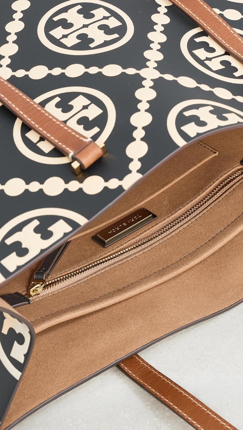 image:imageTory Burch Womens T Monogram Contrast Embossed ToteBlackWhite