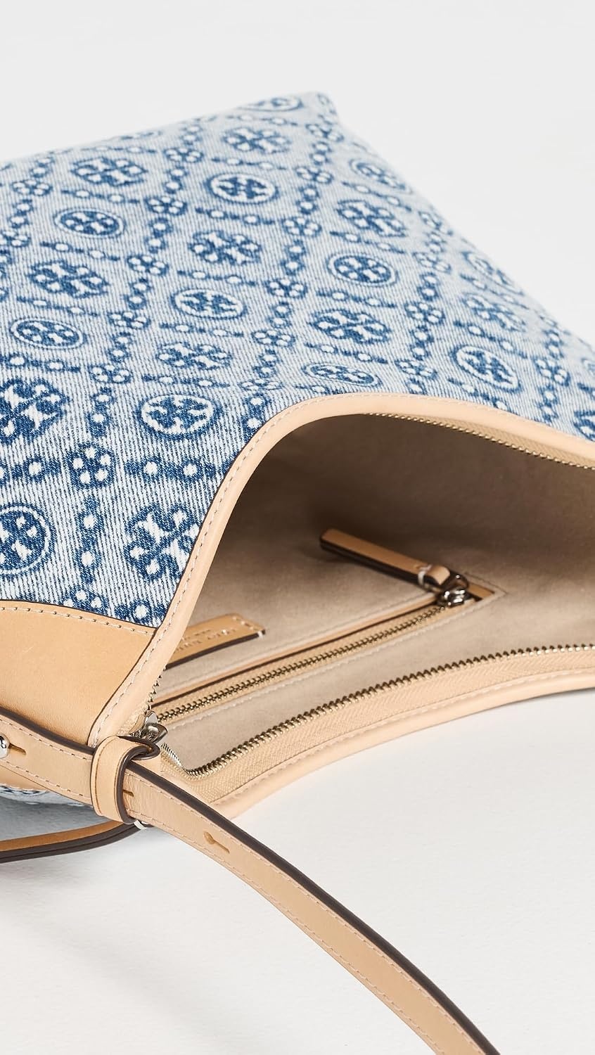 image:imageTory Burch Womens T Monogram Denim Messenger BagPowder Blue