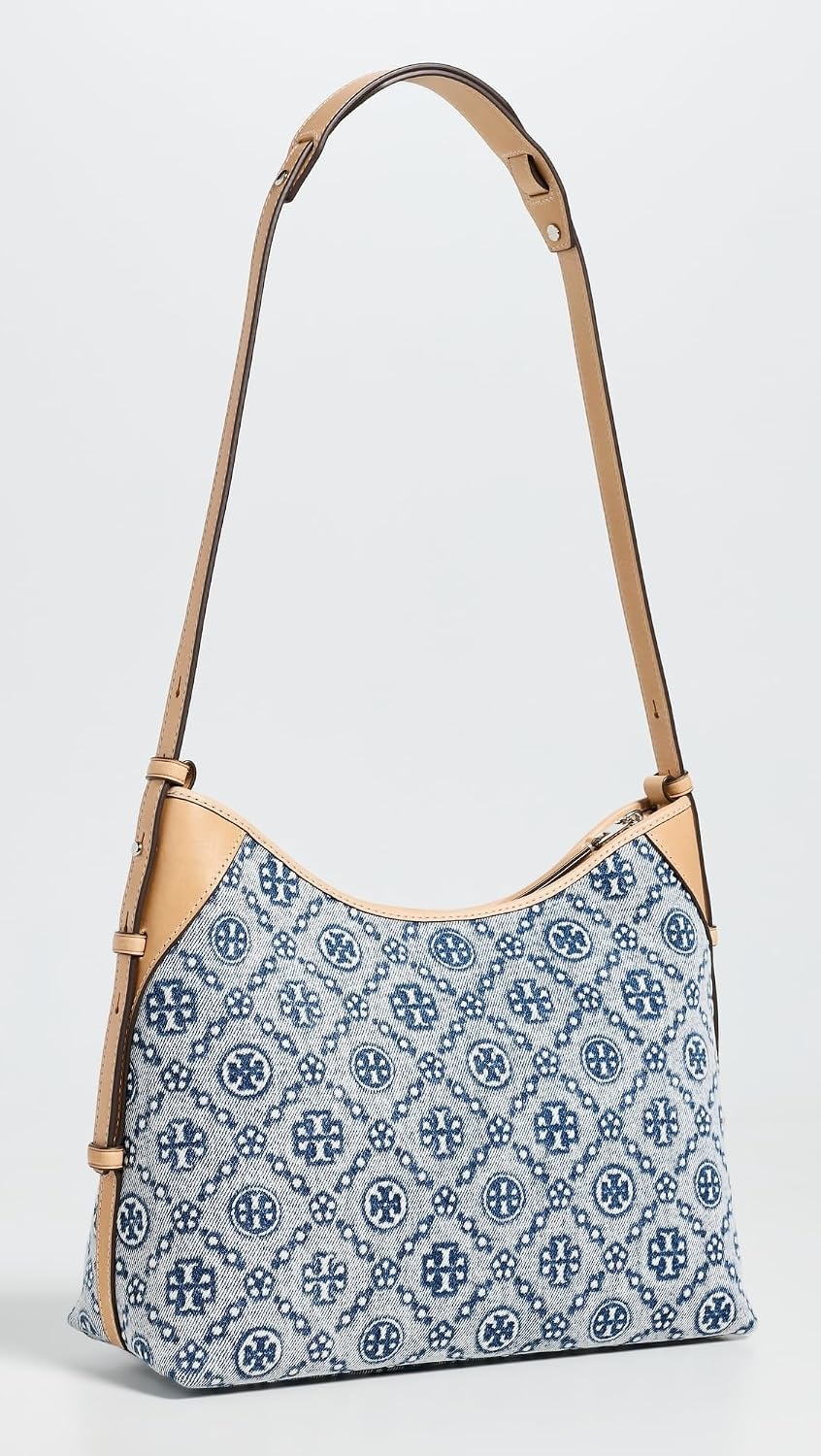 image:imageTory Burch Womens T Monogram Denim Messenger BagPowder Blue