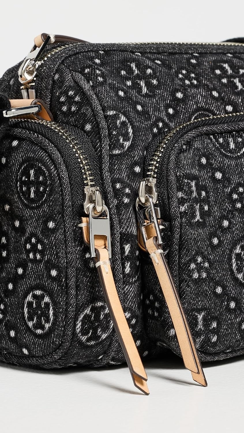 image:imageTory Burch Womens T Monogram Denim Pocket Crossbody BagBlack