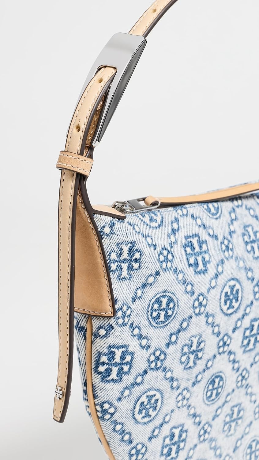 image:imageTory Burch Womens T Monogram Denim Small Balloon BagPowder Blue