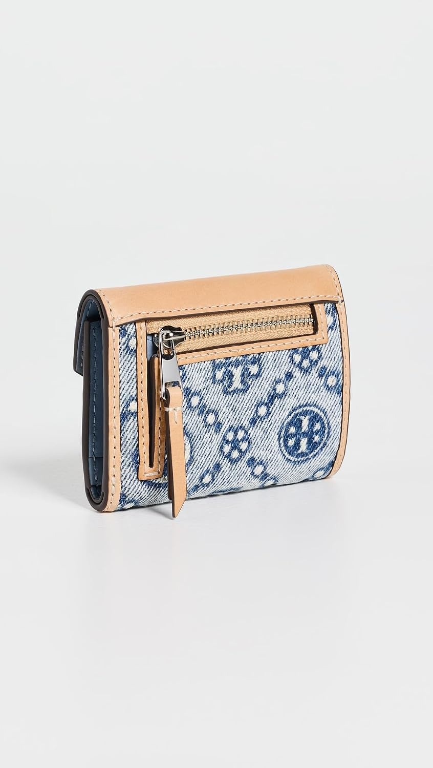 image:imageTory Burch Womens T Monogram Denim Small Envelope WalletPowder Blue