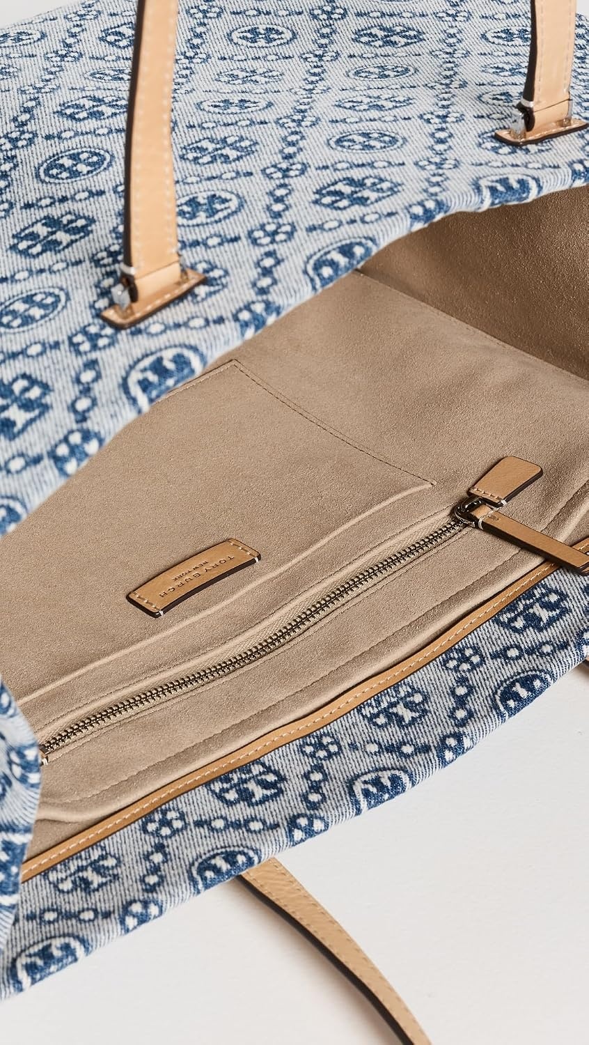 image:imageTory Burch Womens T Monogram Denim TotePowder Blue
