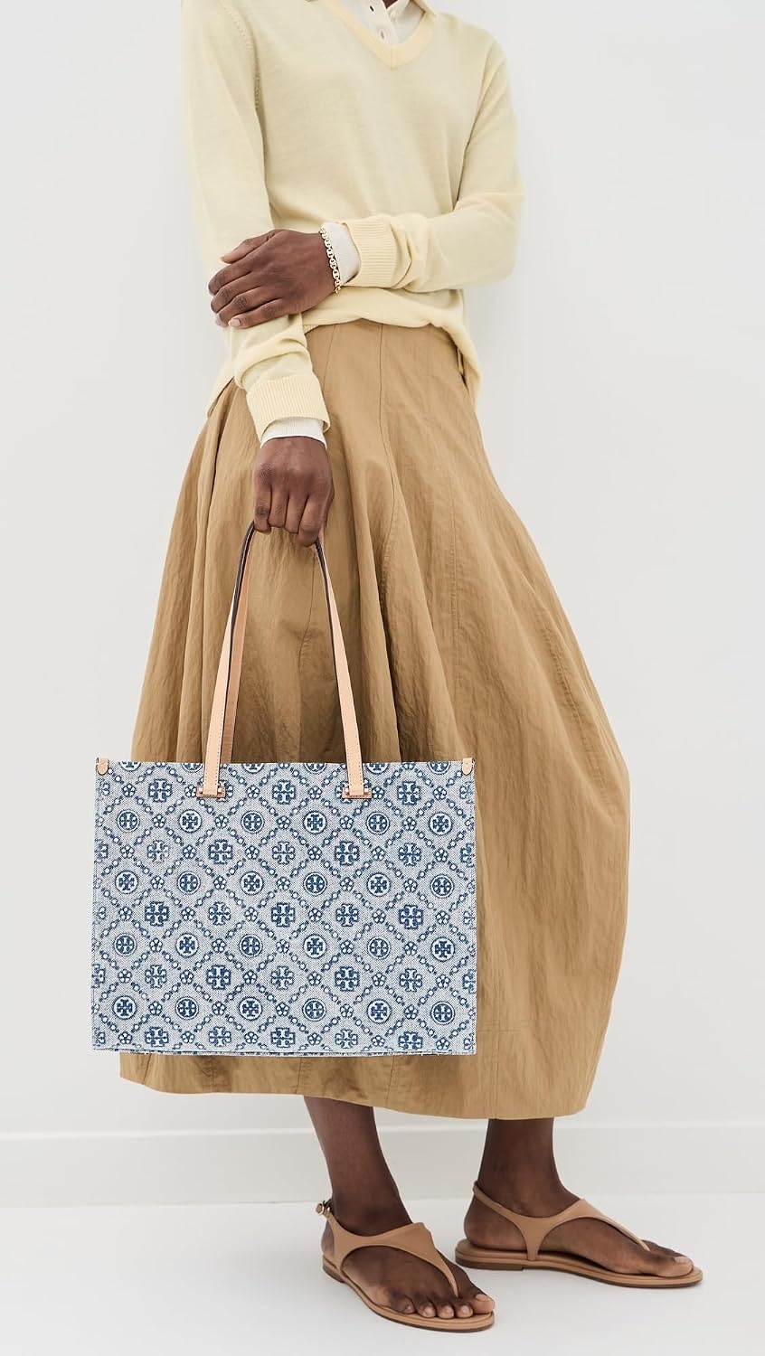 image:imageTory Burch Womens T Monogram Denim TotePowder Blue