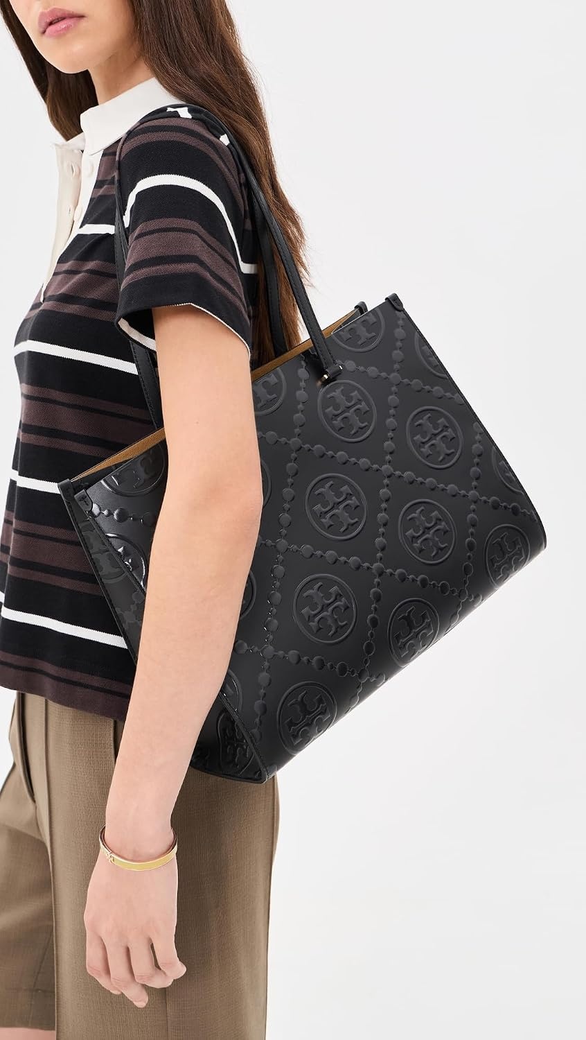 image:imageTory Burch Womens T Monogram Embossed Tote BagBlack