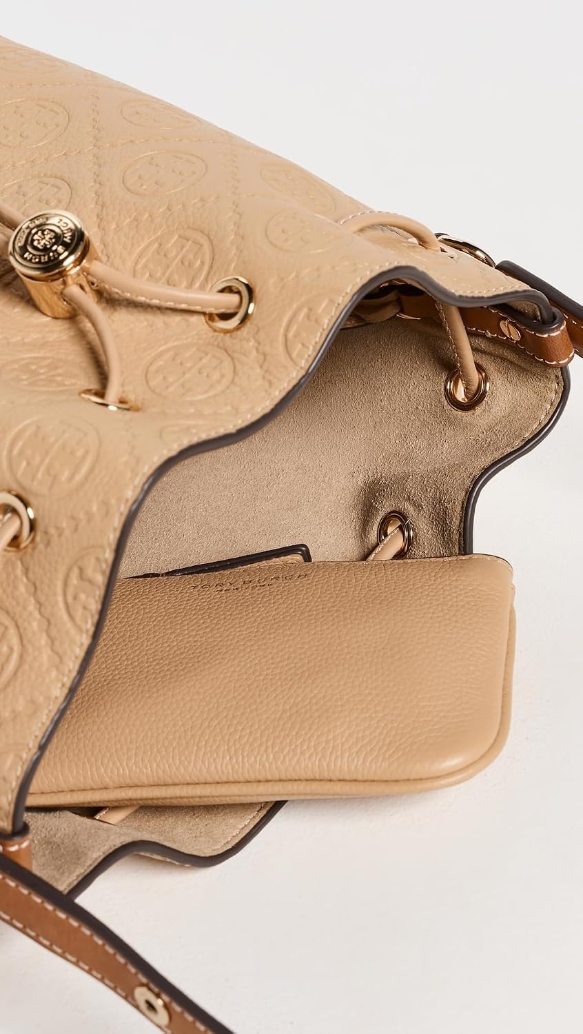 image:imageTory Burch Womens T Monogram Pebble Bucket BagBiscotti