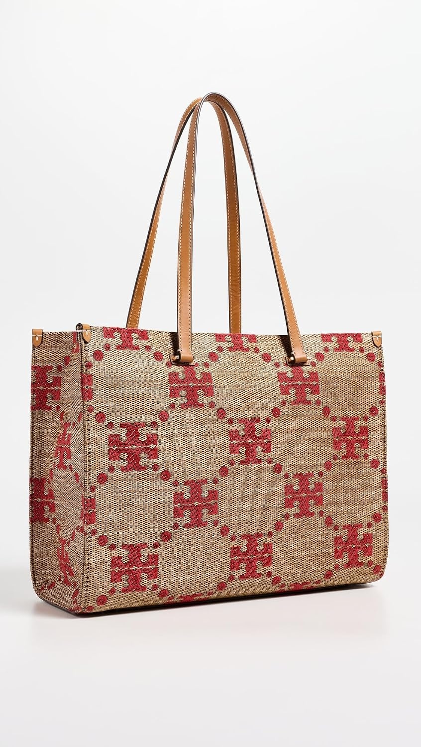 image:imageTory Burch Womens T Monogram Straw ToteNatural