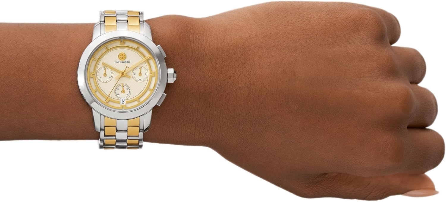 image:imageTory Burch Womens Tory Stainless Steel or Leather Band WatchTwoTone