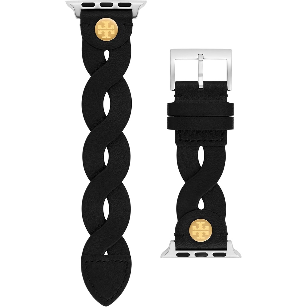 image:imageTory Burch Womens BraidedLeather 38404142mm Band For Apple WatchBlack Braided