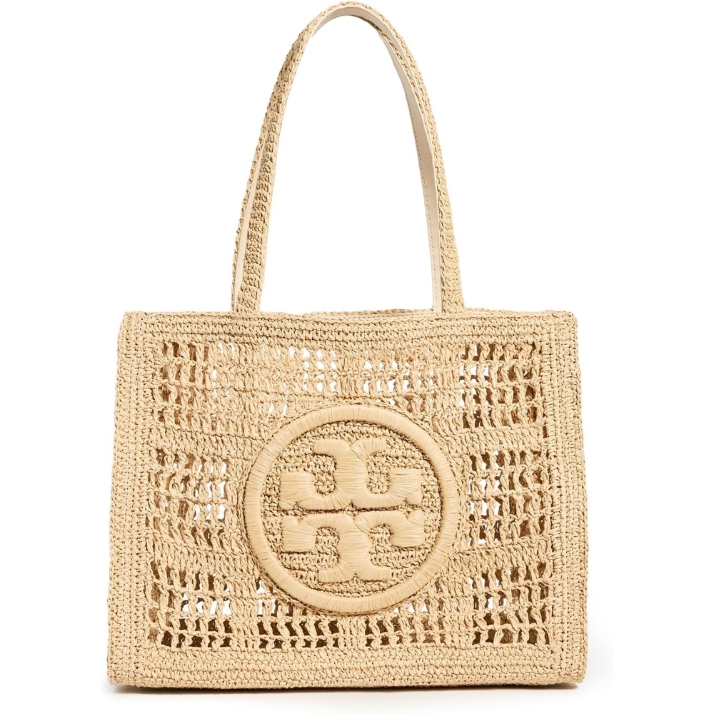 image:imageTory Burch Womens Ella Hand Crocheted Small ToteNatural