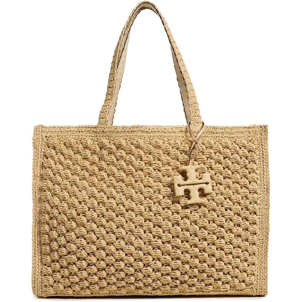 image:imageTory Burch Womens Ella HandCrocheted Popcorn Large ToteNatural