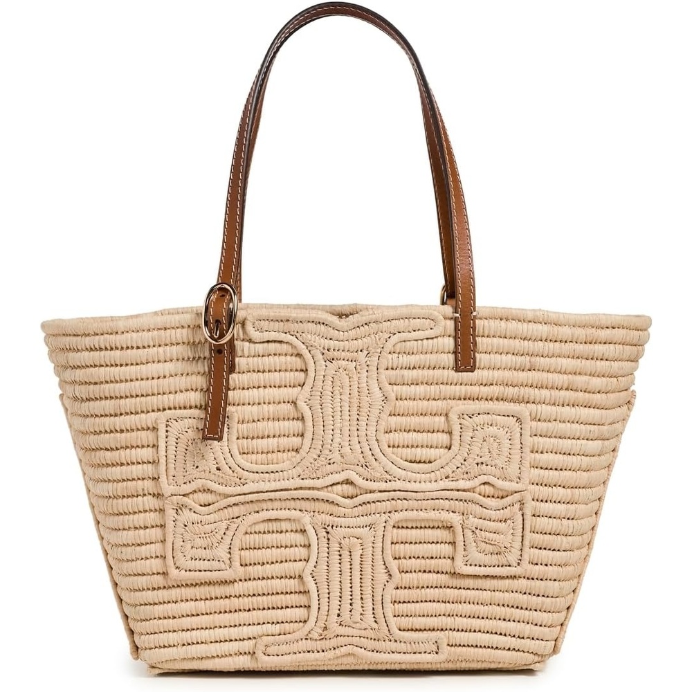 image:imageTory Burch Womens Ella Structured Straw Small ToteNatural