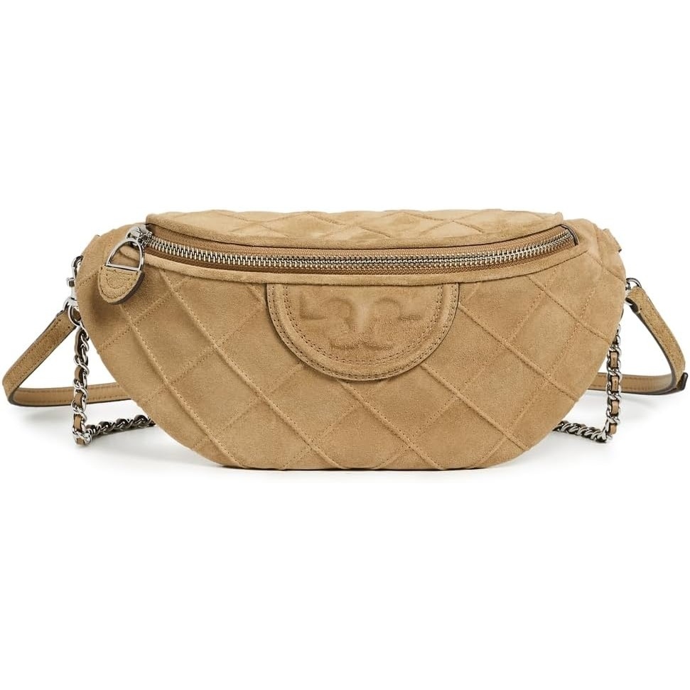 image:imageTory Burch Womens Fleming Suede Convertible Belt Bag Stone One SizeStone