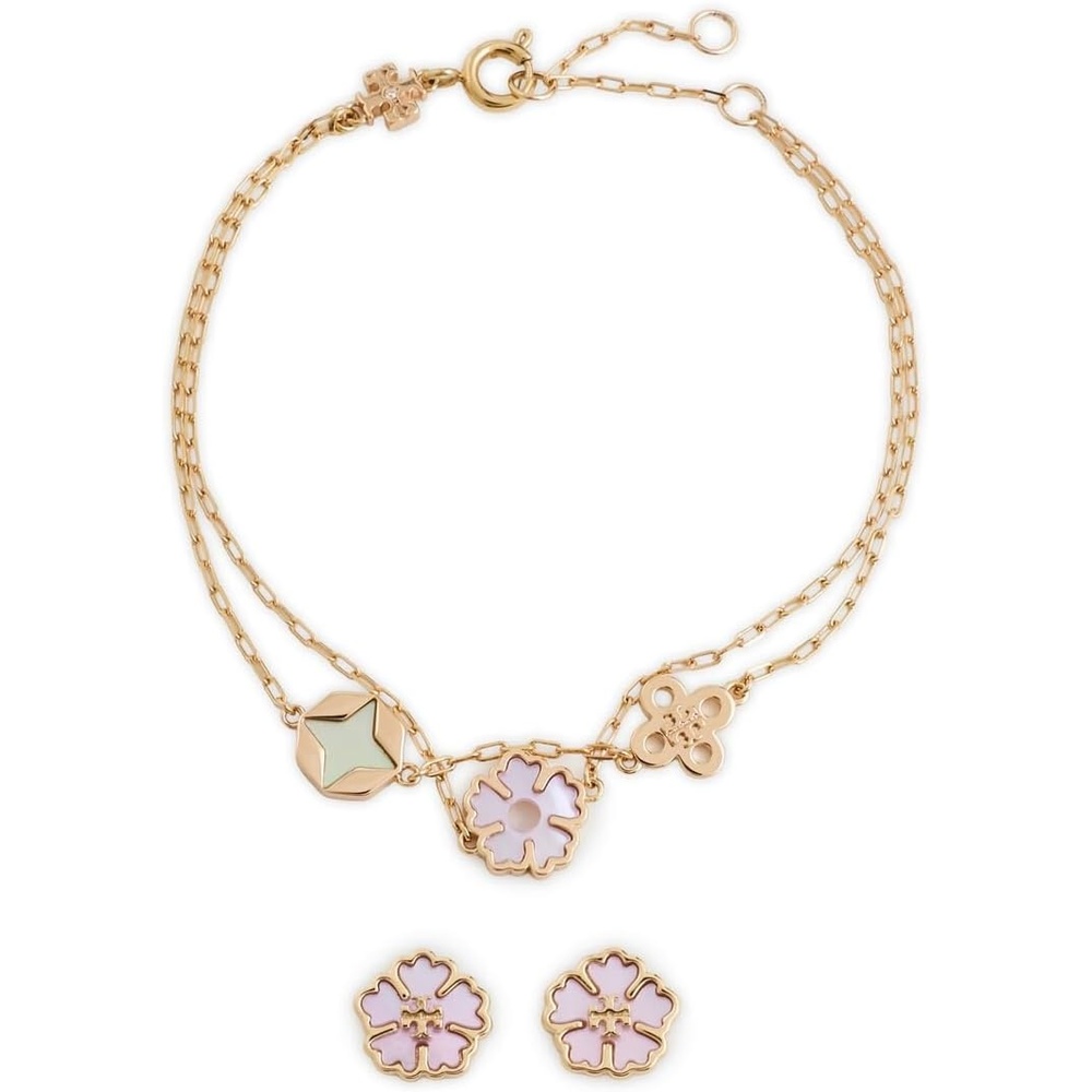 image:imageTory Burch Womens Forget Me Not Bracelet and Earrings Gift SetTory Gold Multi