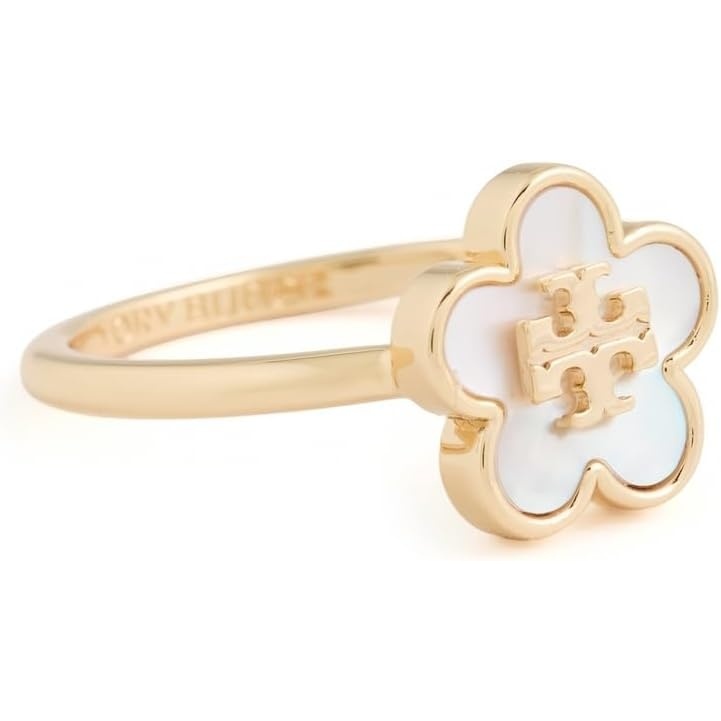 image:imageTory Burch Womens Kira Clover Flower RingTory GoldIvory