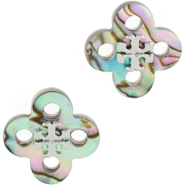 image:imageTory Burch Womens Kira Clover Stud EarringsTory SilverAbalone
